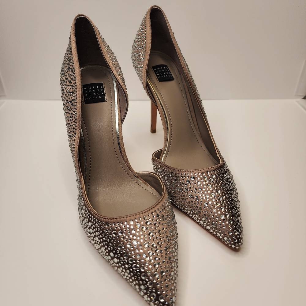 White House Black Market - Taupe Rhinestone Pumps - Size 8.5 - NWOT